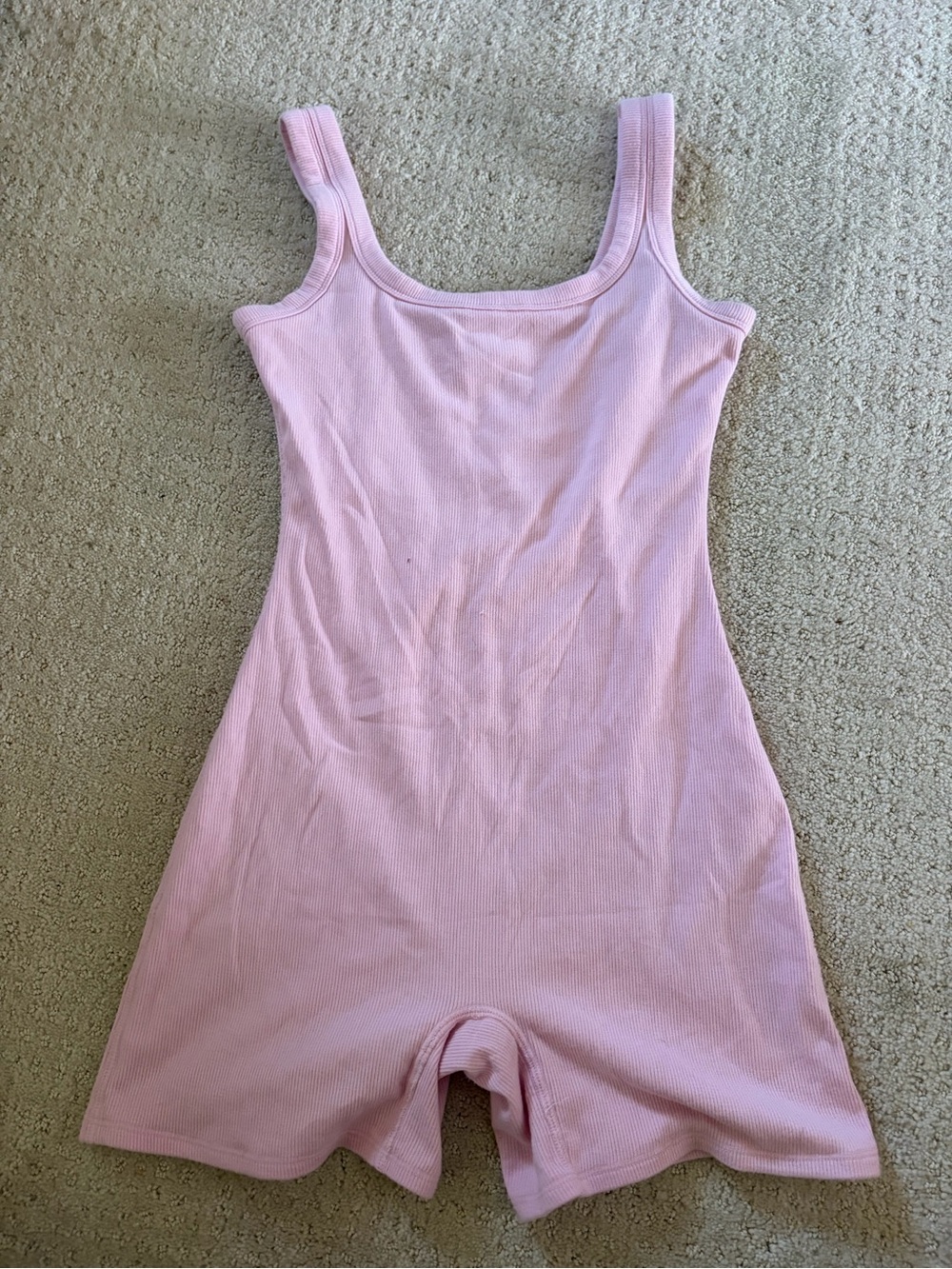 women’s' Pink Ribbed One-Piece Short Romper